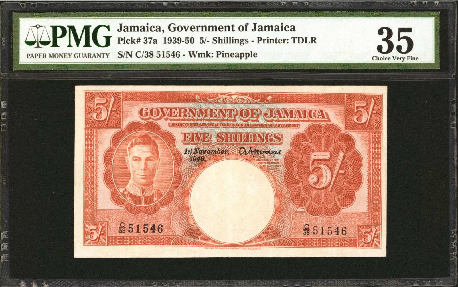 image for: Jamaica  5 shillings (B106a)