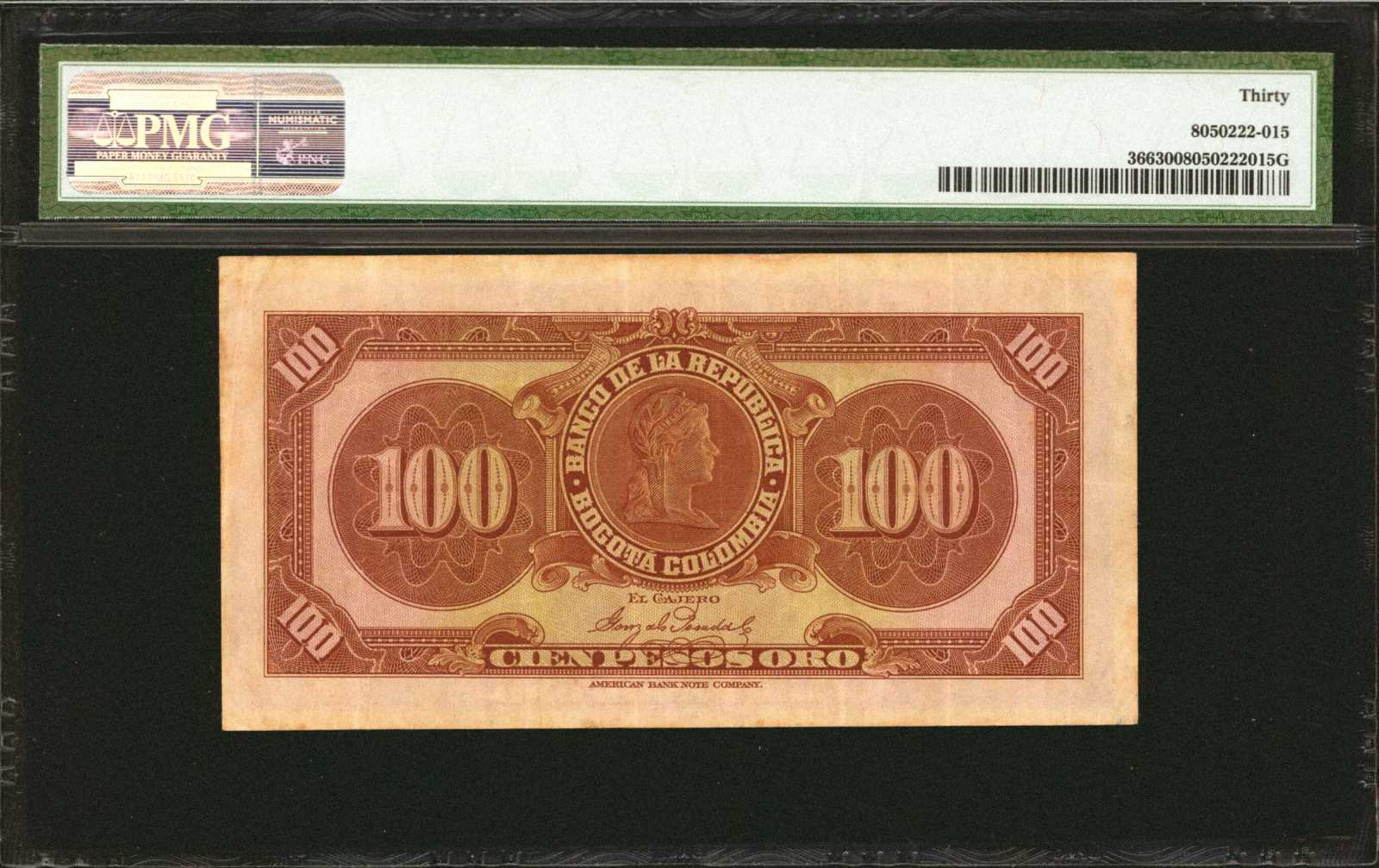image for: Colombia  100 pesos oro(B910a)