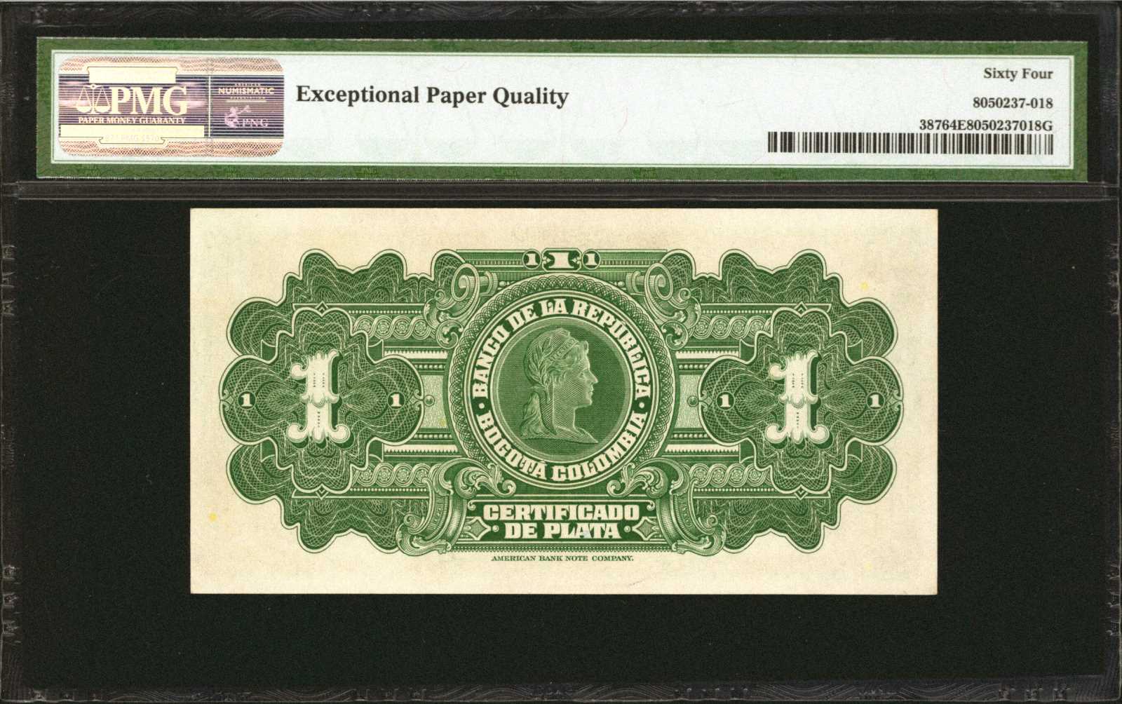 image for: Colombia  1 peso plata(B935a)