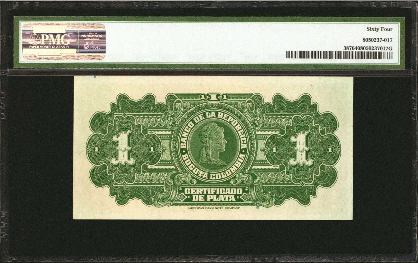 image for: Colombia  1 peso plata(B935ap)