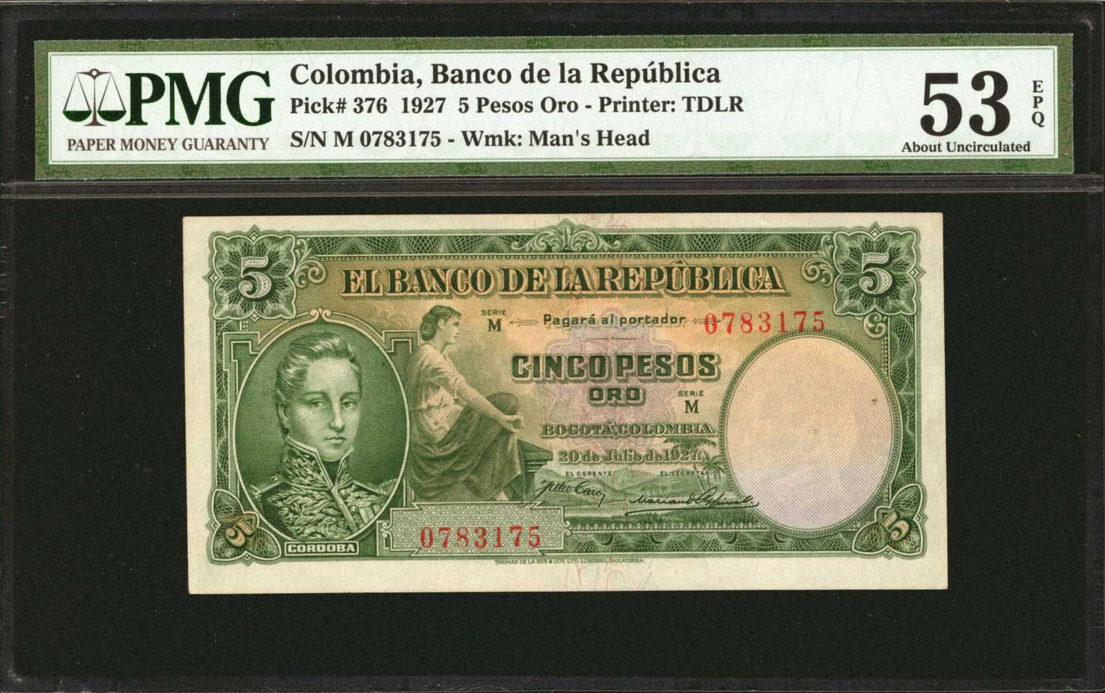 image for: Colombia  5 pesos oro(B918at)
