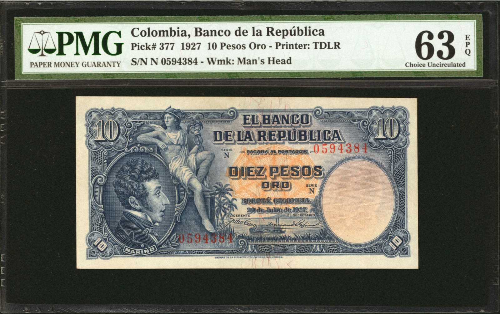 image for: Colombia  10 pesos oro(B919as2)