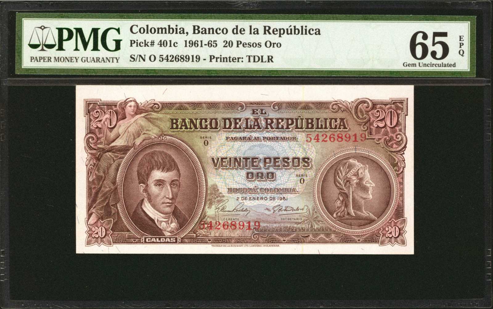 image for: Colombia  20 pesos oro(B942c)