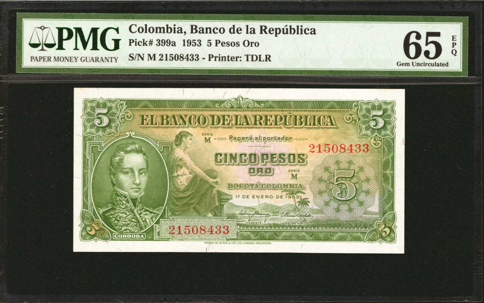 image for: Colombia  5 pesos oro(B939as4)