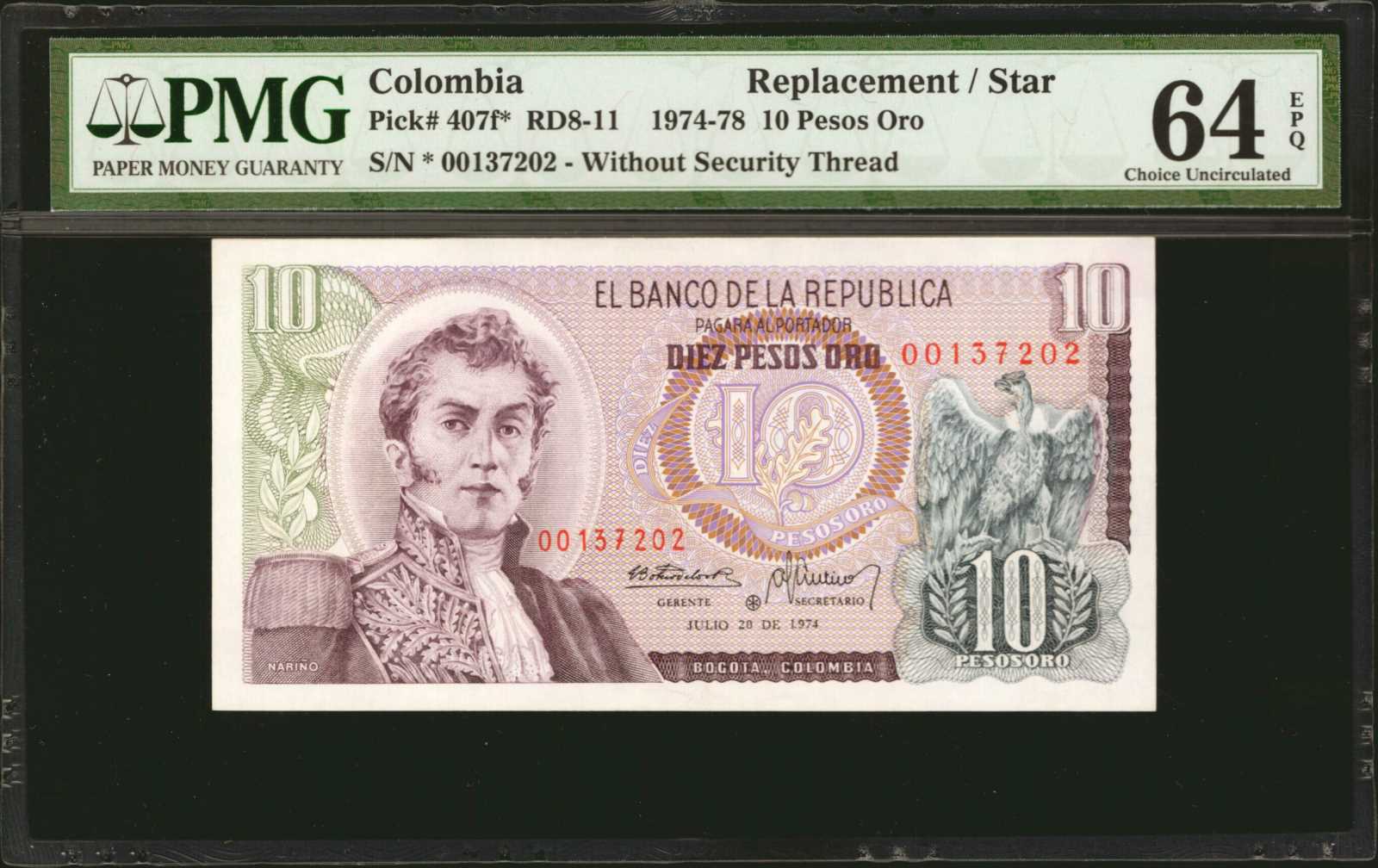 image for: Colombia  10 pesos oro(B950o)