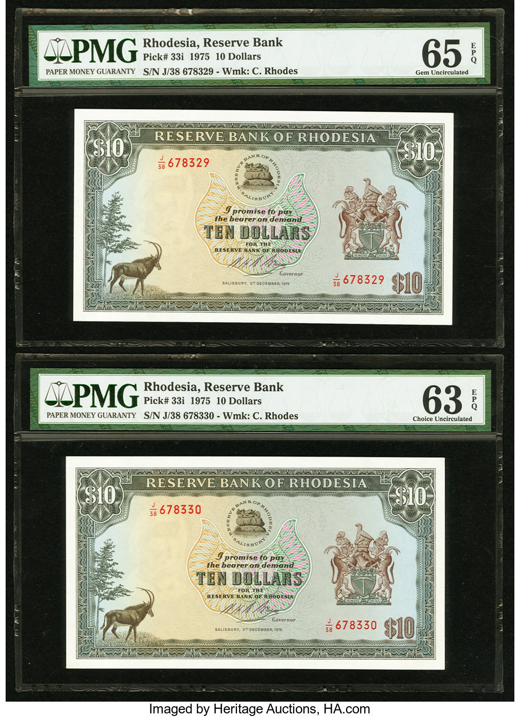 image for: Rhodesia  10 dollars(B110e)