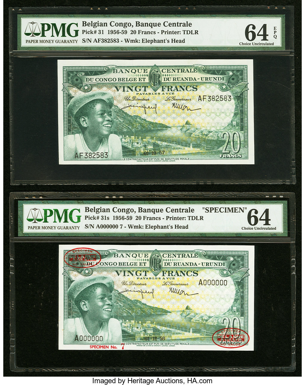 image for: Belgian Congo  20 francs(B311c)