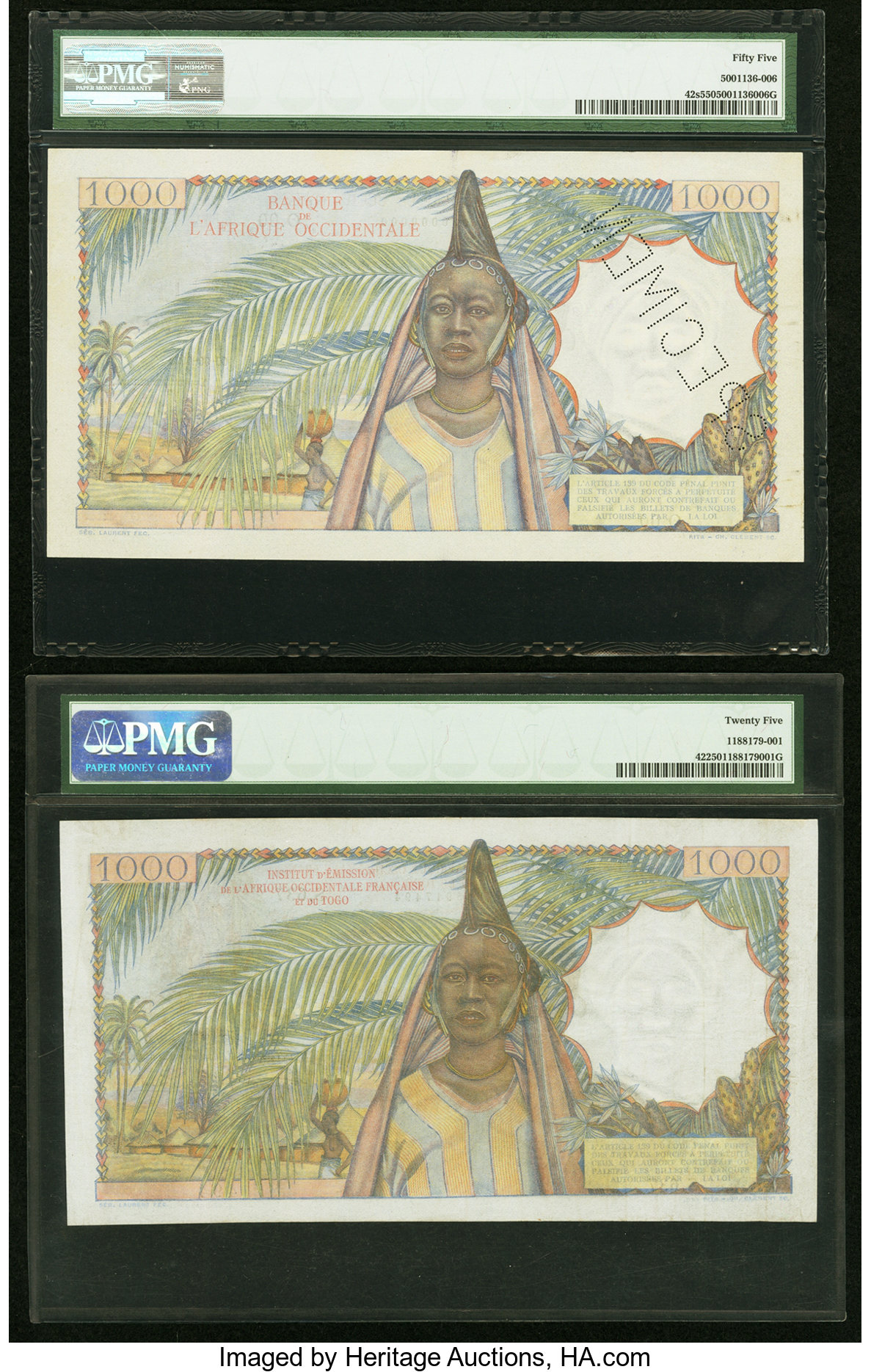 image for: French West Africa  1,000 francs(B126a)
