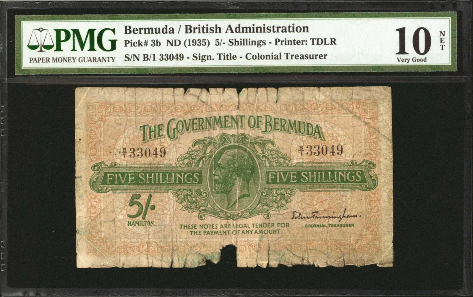 image for: Bermuda  5 shillings(B103a)