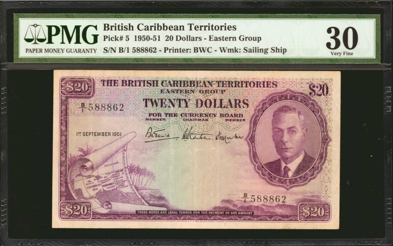 image for: British Caribbean Territories  20 dollars(B105as1)