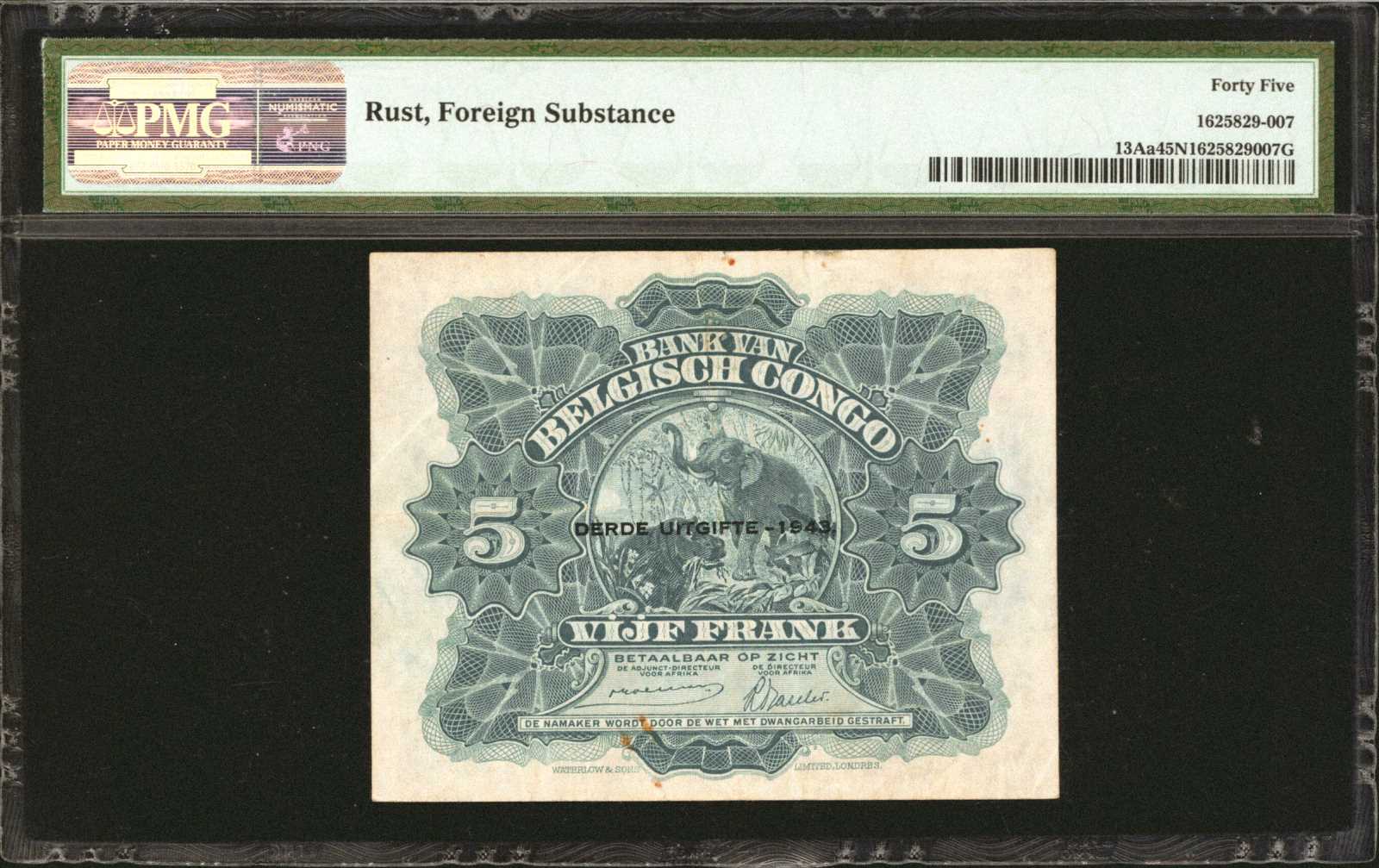 image for: Belgian Congo  5 francs(B210b)