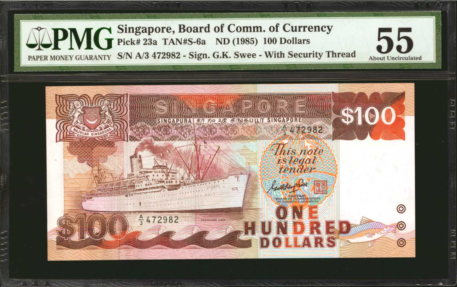 image for: Singapore  100 dollars (B124bz)