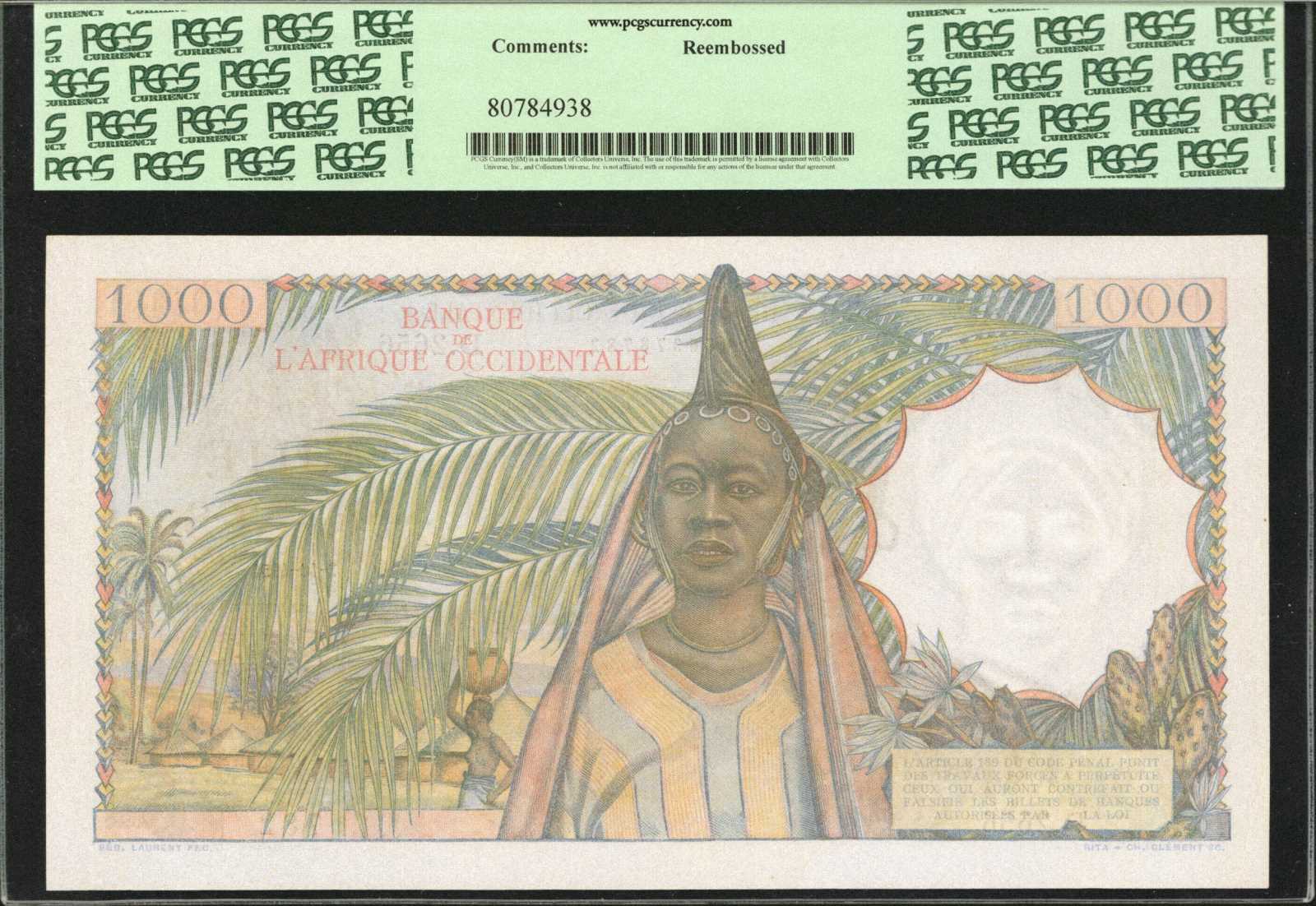 image for: French West Africa  1,000 francs(B126d)