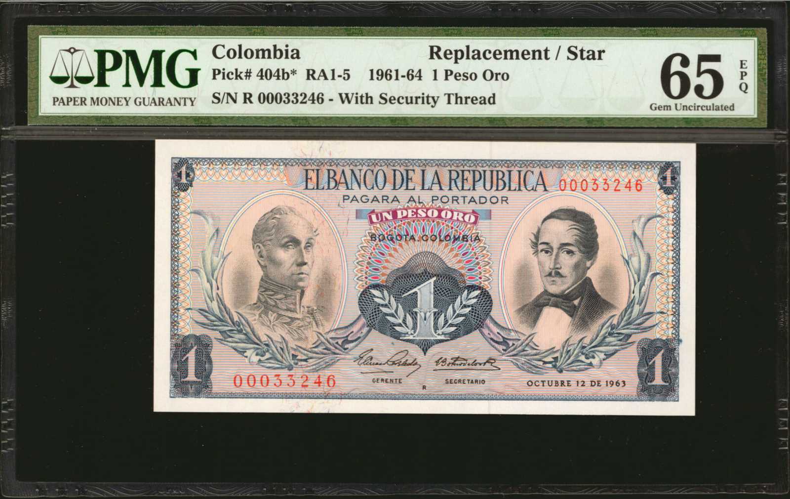 image for: Colombia  1 peso oro(B947e)