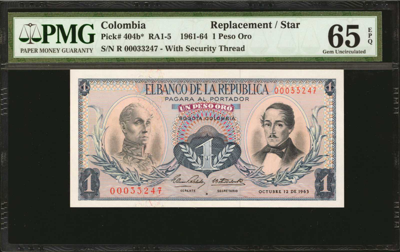 image for: Colombia  1 peso oro(B947k)