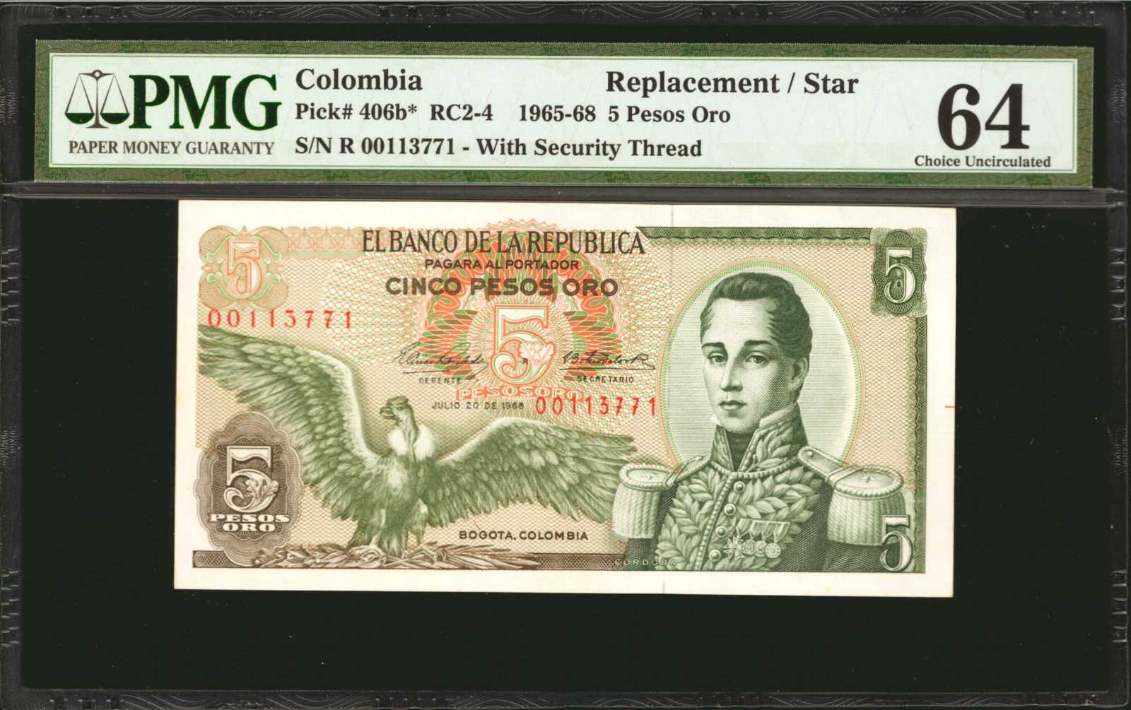 image for: Colombia  5 pesos oro(B949a)