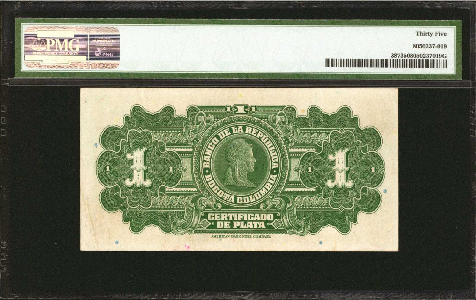 image for: Colombia  1 peso plata(B935ap)