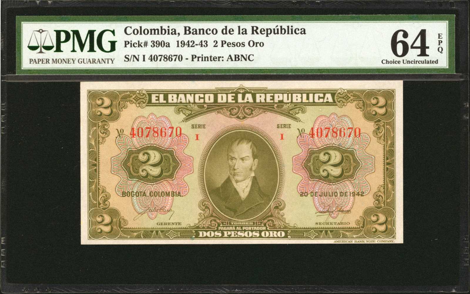image for: Colombia  2 pesos oro(B923gp)