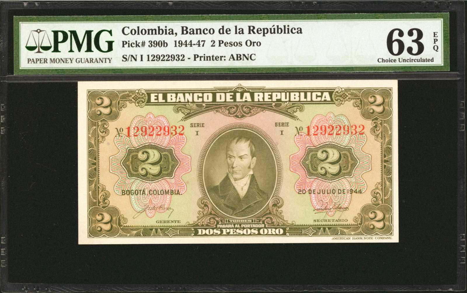 image for: Colombia  2 pesos oro(B923gp)