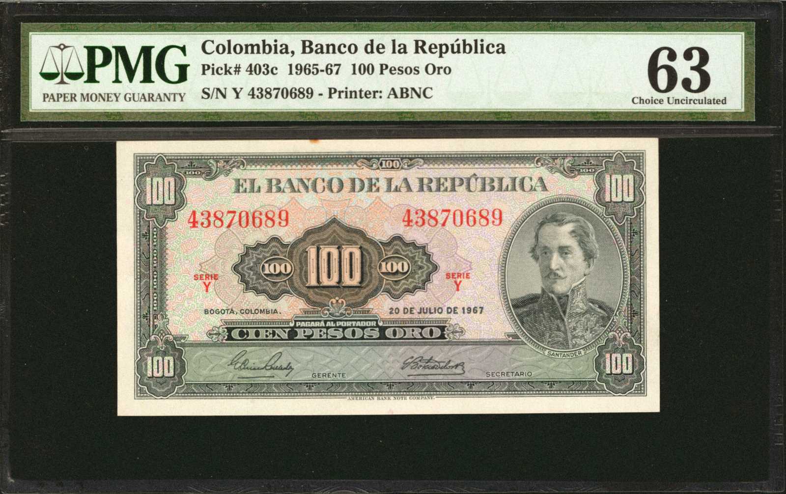 image for: Colombia  100 pesos oro(B944d)