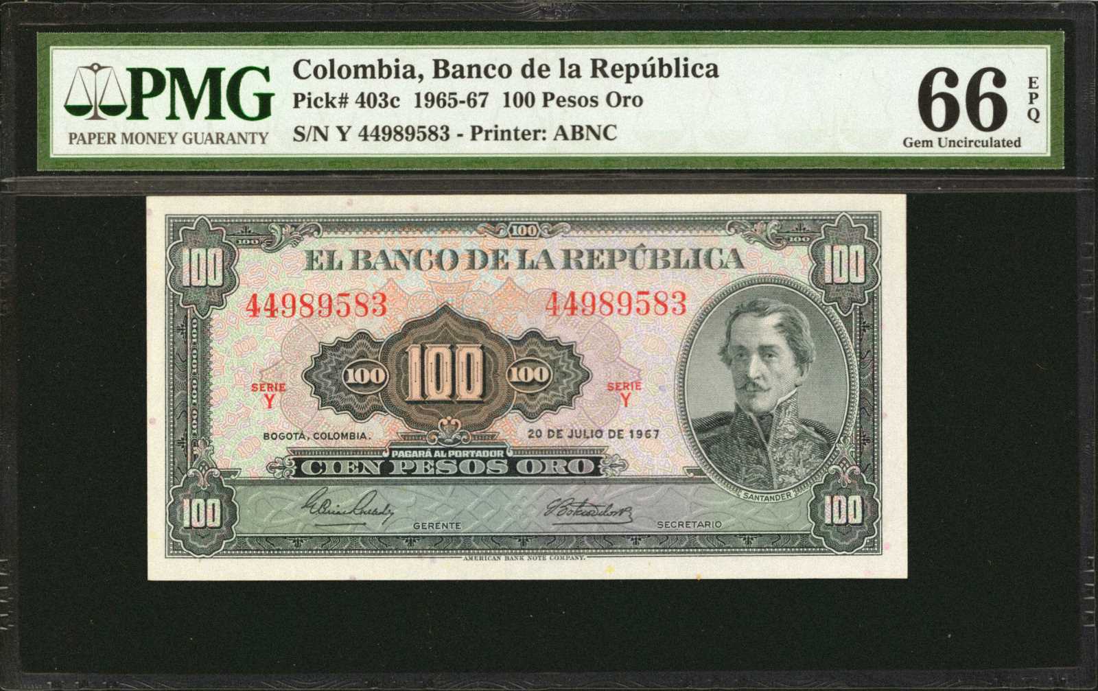 image for: Colombia  100 pesos oro(B944bs)