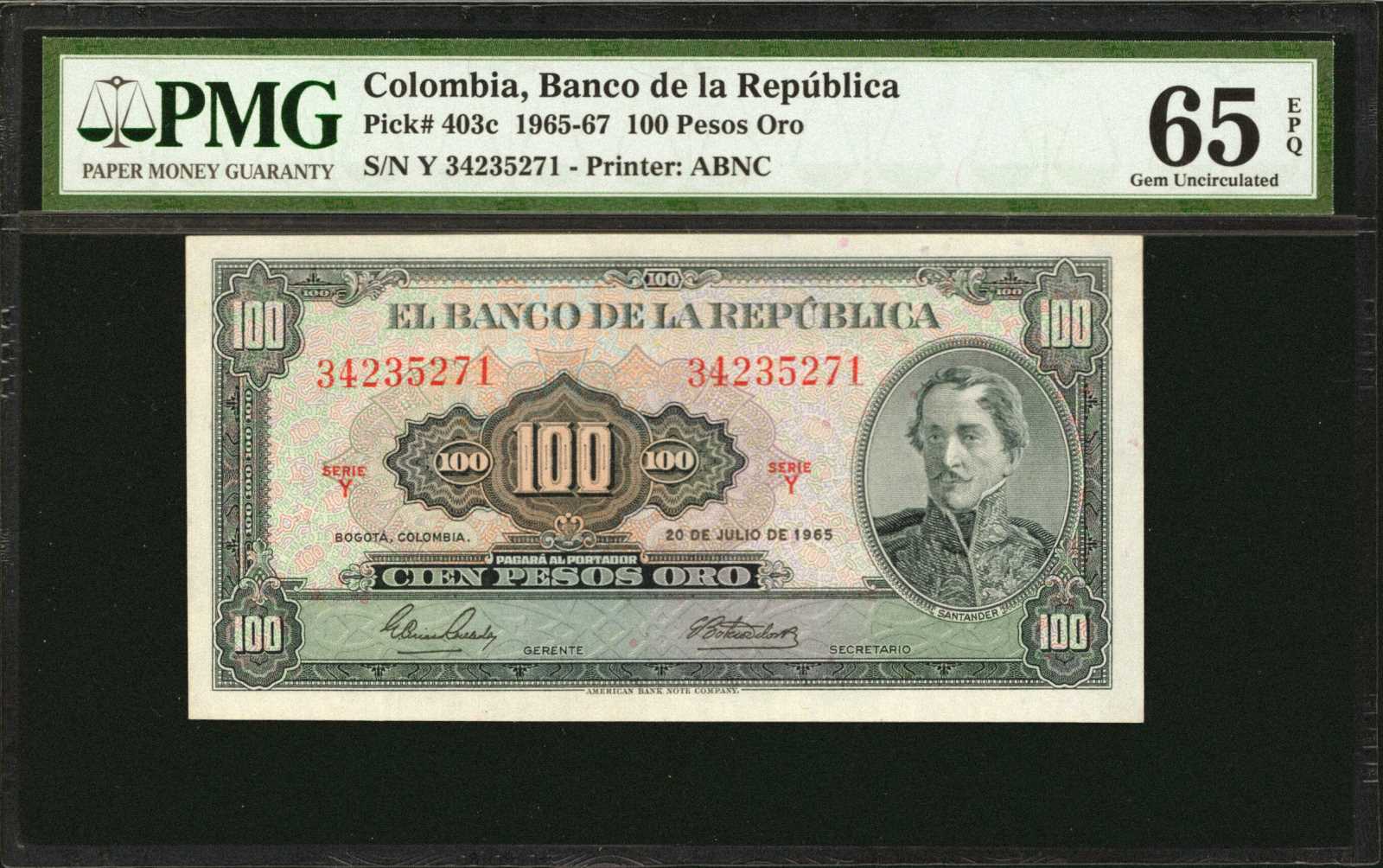 image for: Colombia  100 pesos oro(B944p)