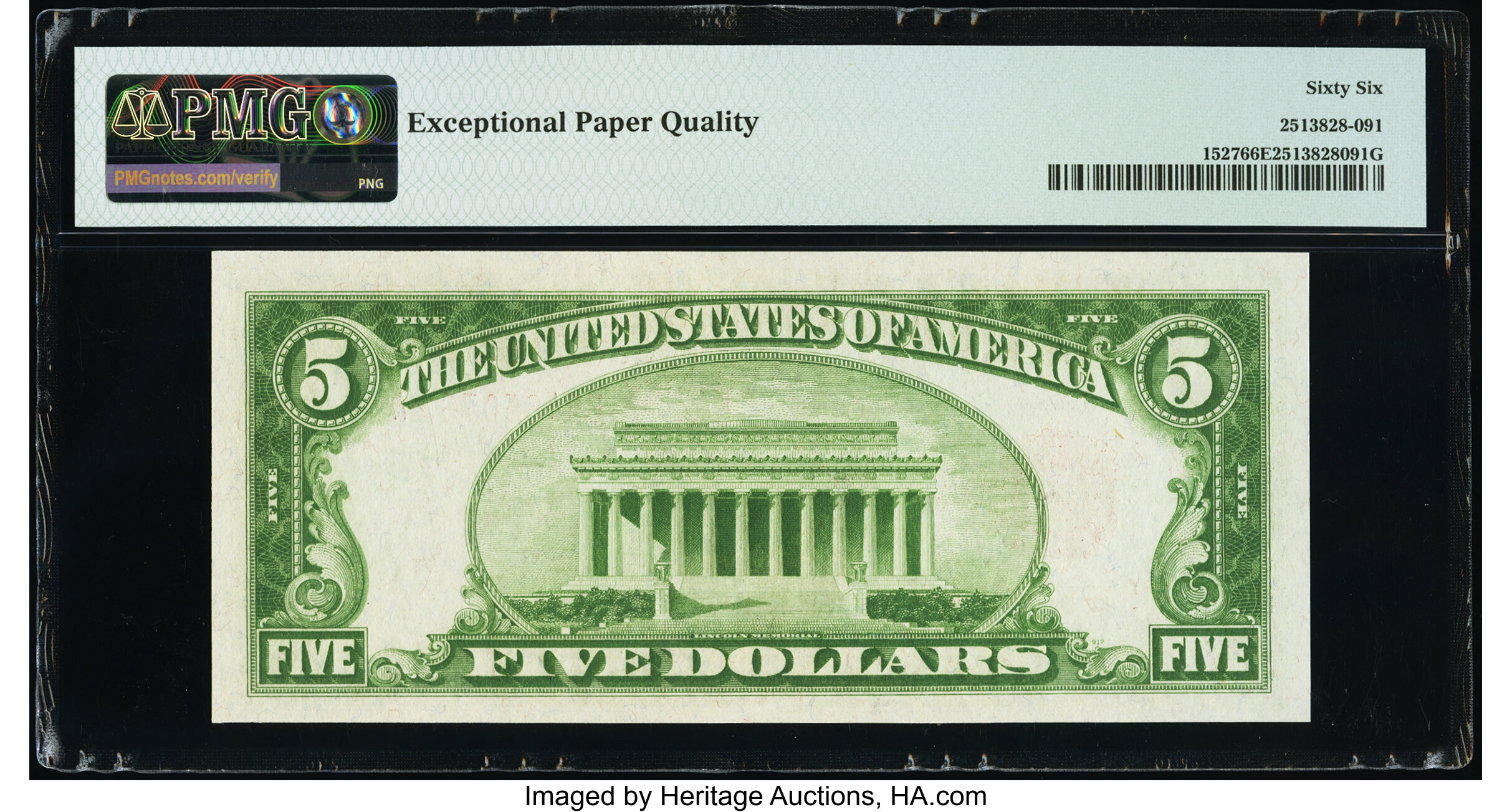 image for: Fr. 1527 $5 1928B Legal Tender Note. PMG Gem Uncirculated 66 EPQ....