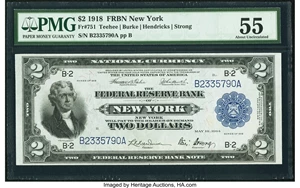 image for: Fr. 751 $2 1918 Federal Reserve Bank Note PMG About Uncirculated 55....