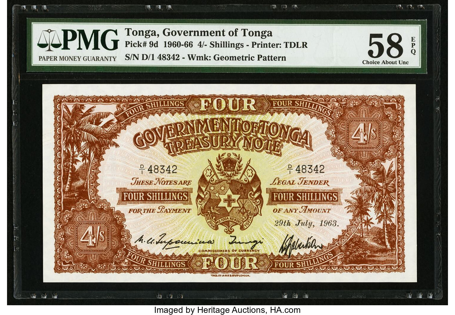 image for: Tonga  4 shillings(B109j)