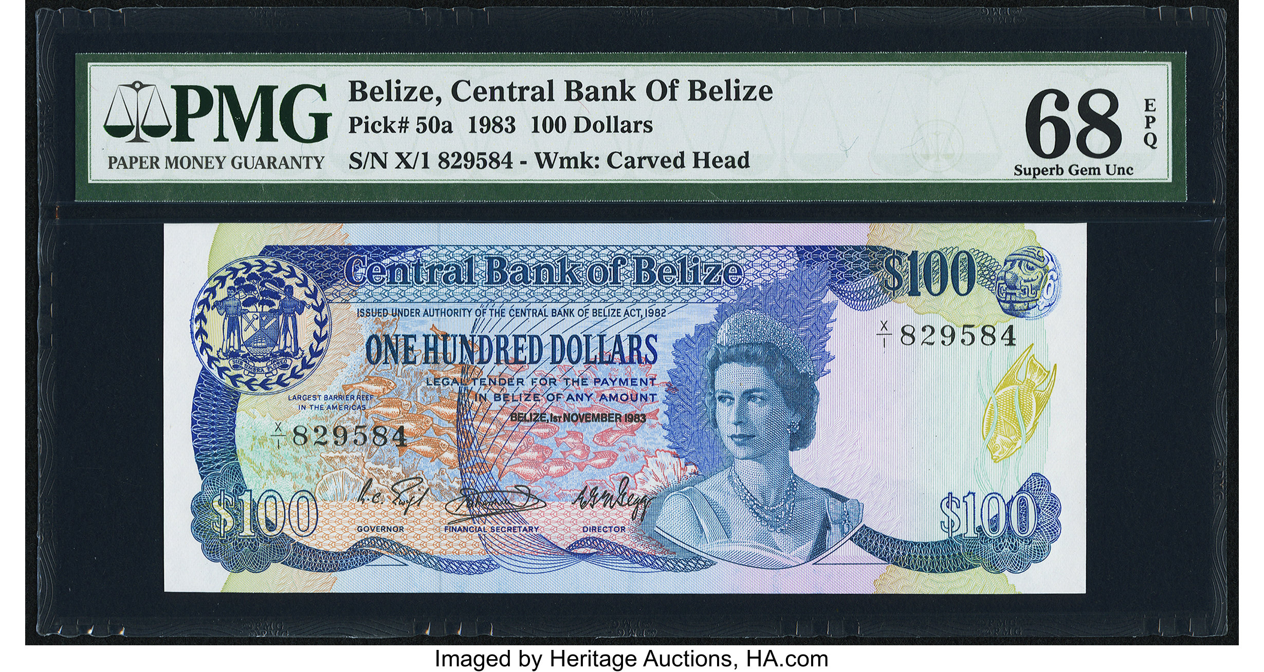 image for: Belize  100 dollars (B308z)