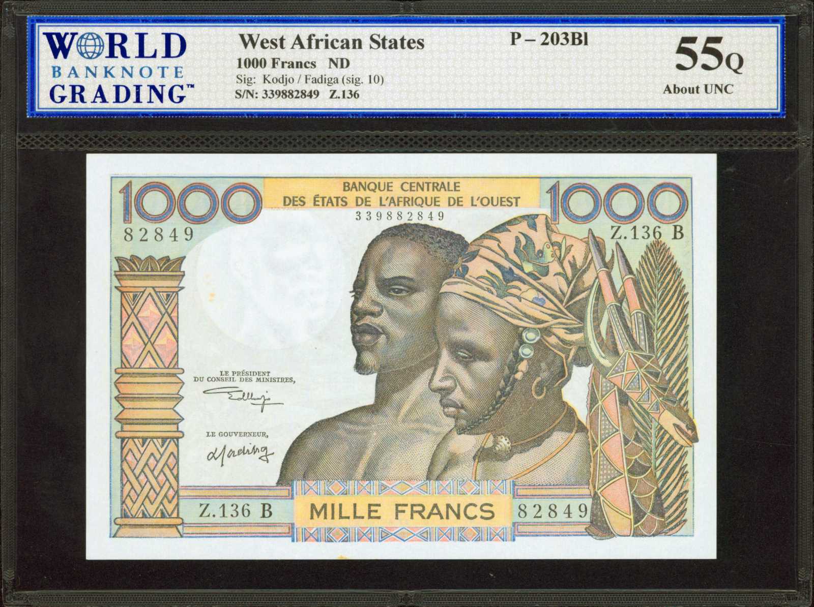 image for: West African States  1,000 francs (B108Bb)