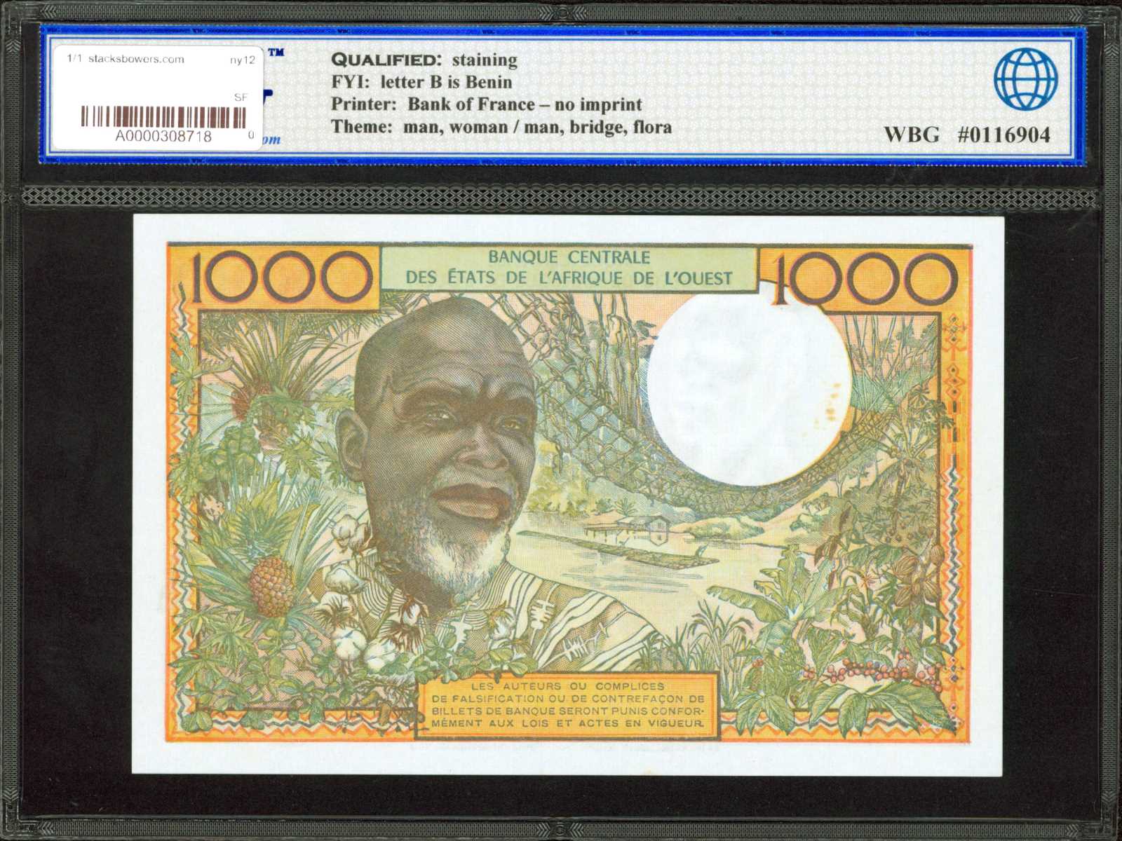 image for: West African States  1,000 francs (B108Be)