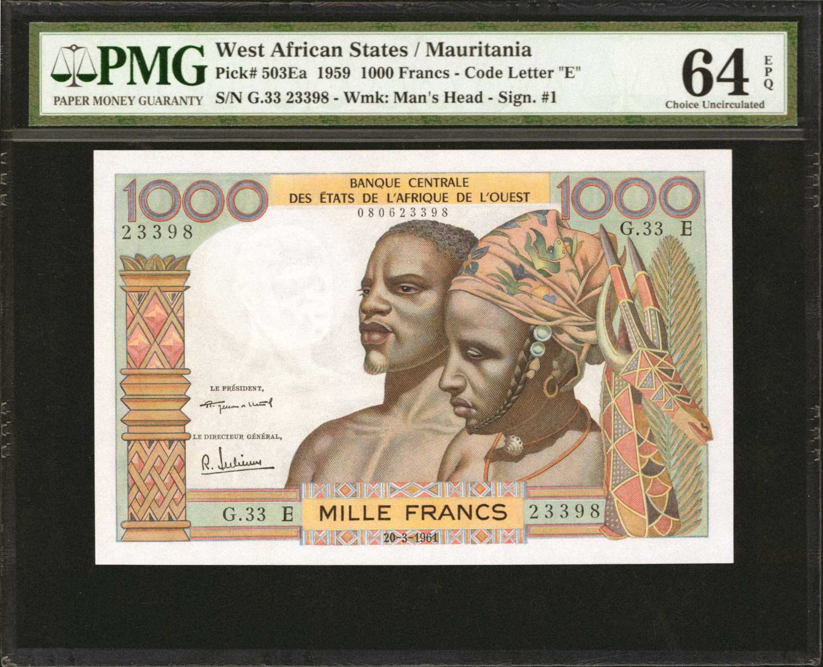 image for: West African States  1,000 francs (B108Ed)