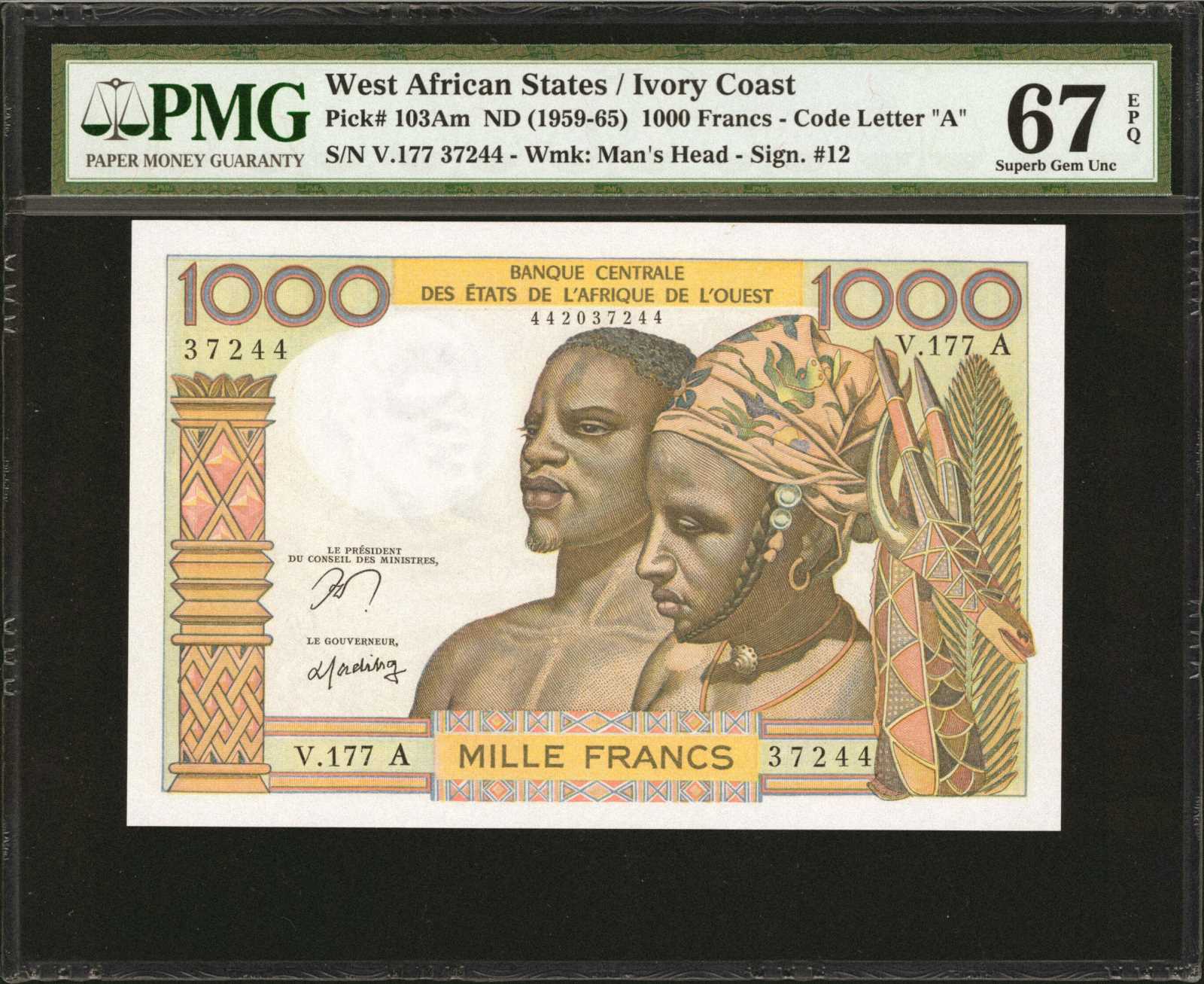 image for: West African States  1,000 francs (B108Ag)