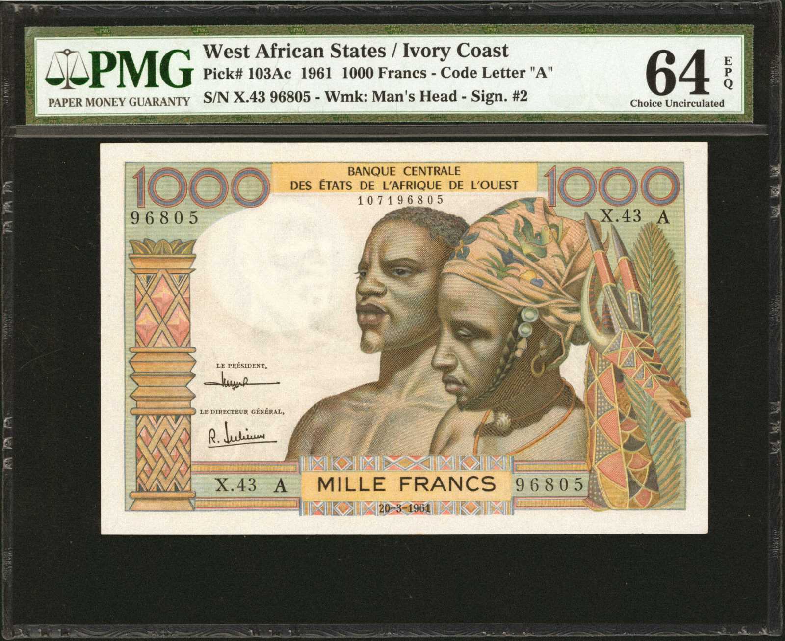 image for: West African States  1,000 francs (B108Ag)