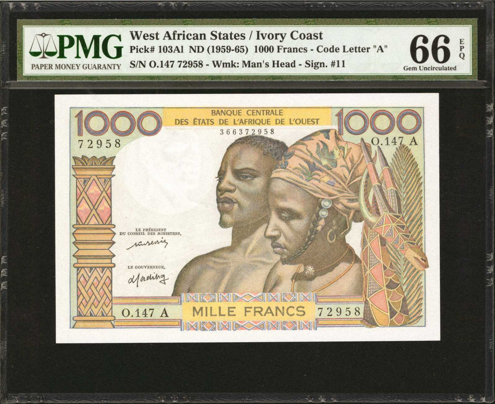 image for: West African States  1,000 francs (B108Als)