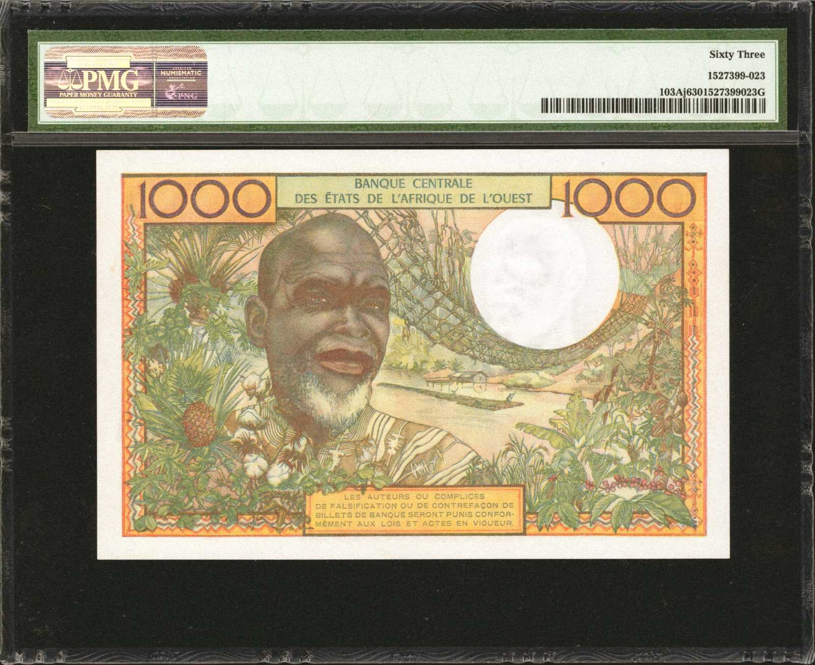 image for: West African States  1,000 francs (B108Aj)