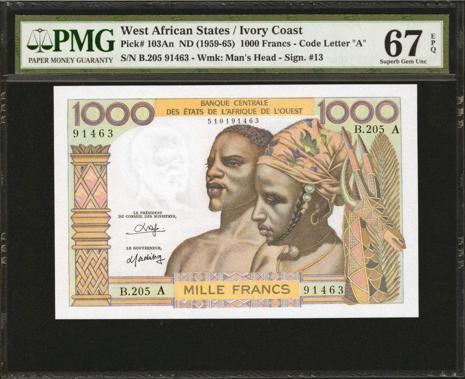 image for: West African States  1,000 francs (B108Ab)