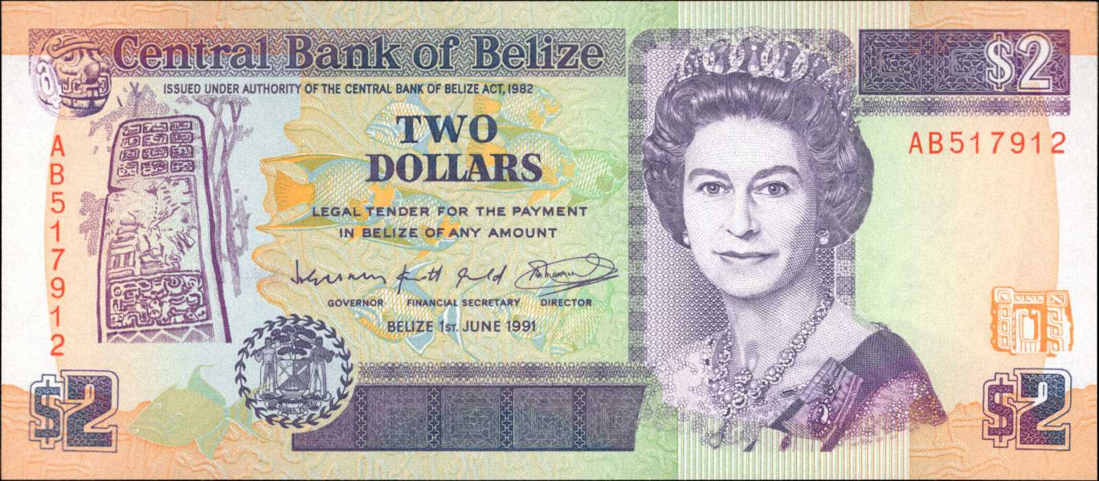 image for: Belize  2 dollars (B310as2)