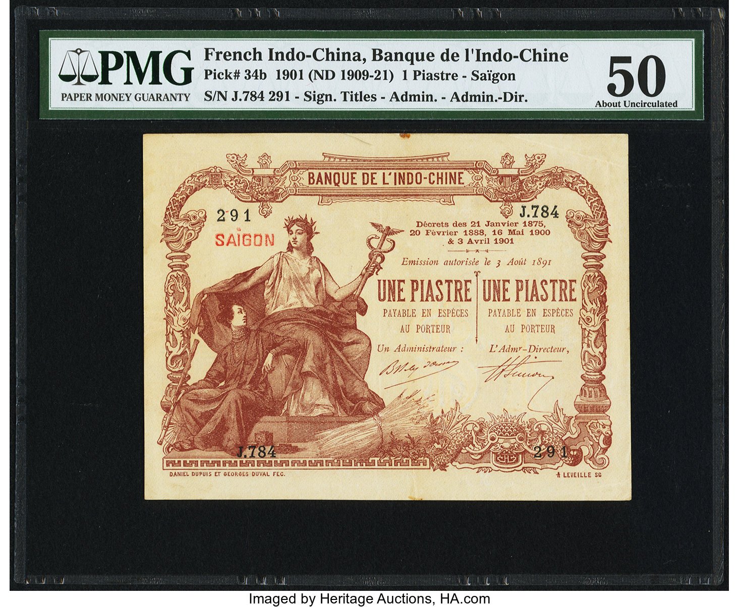image for: French Indo-China  1 piastre(B114a)