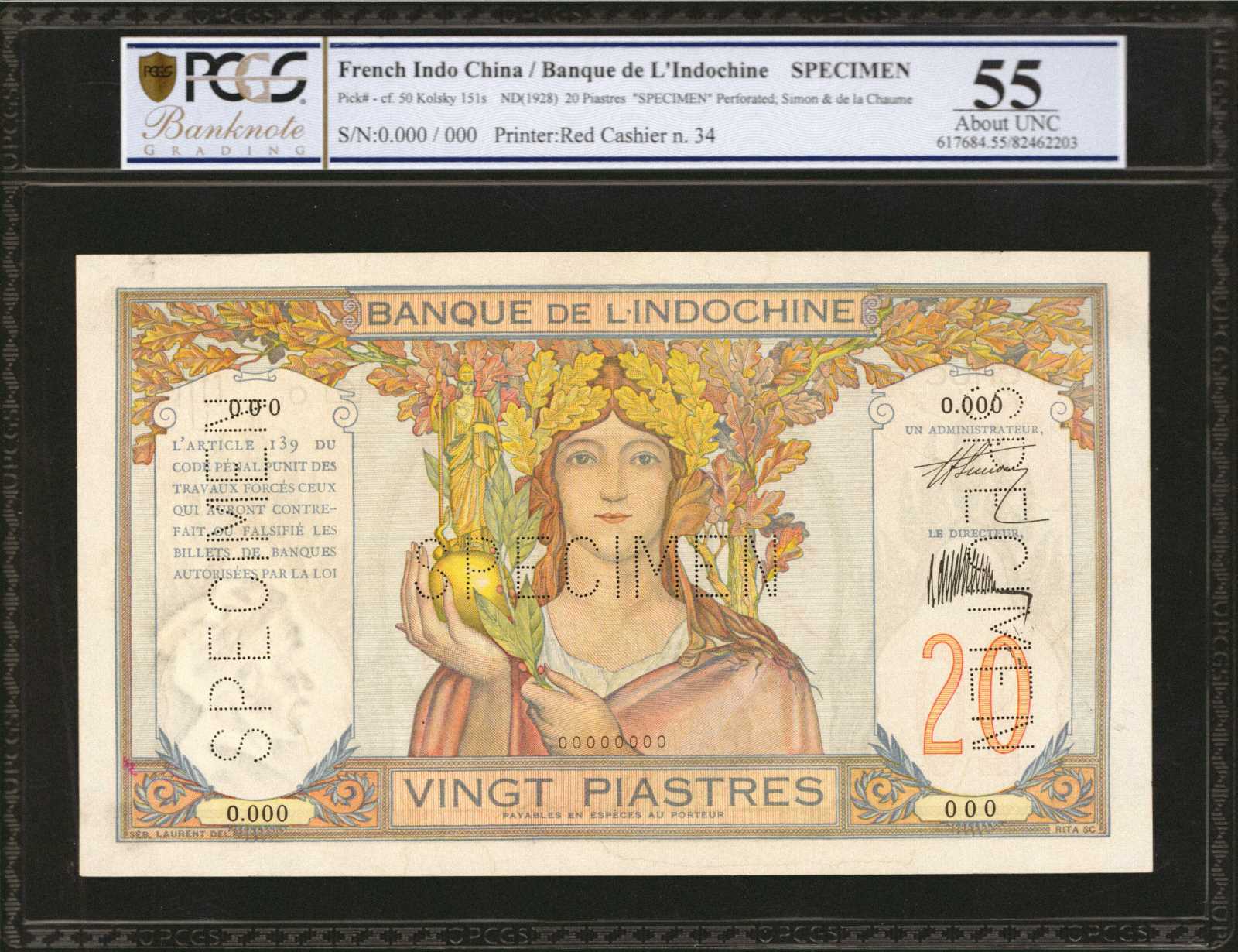 image for: French Indo-China  20 piastres(B137ap)