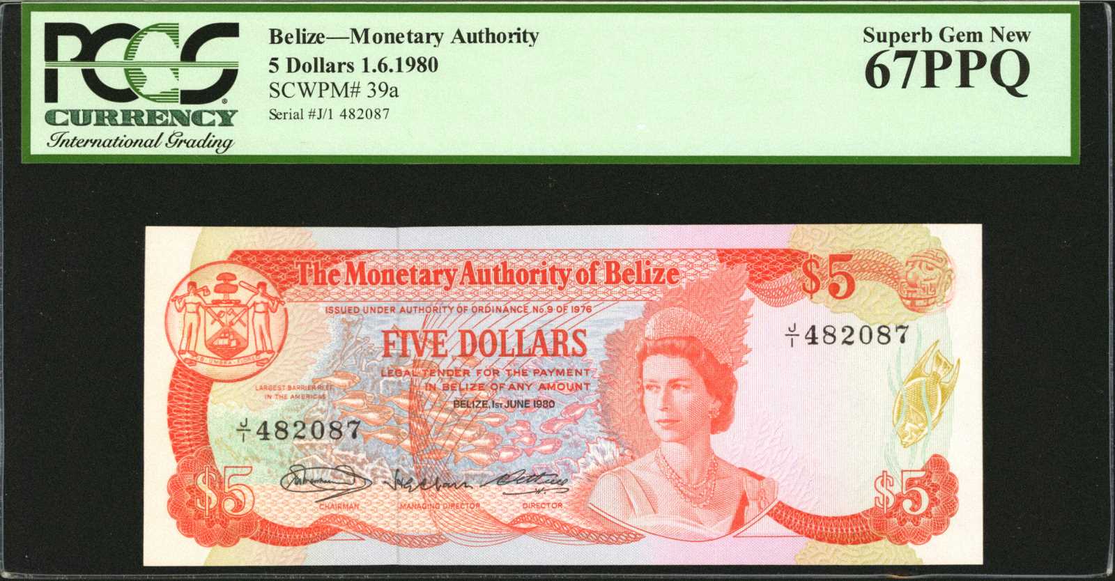 image for: Belize  5 dollars (B202as1)