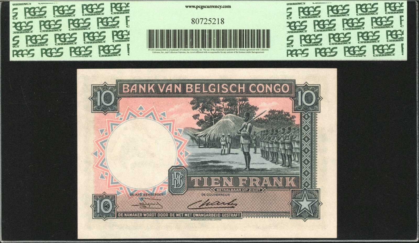image for: Belgian Congo  10 francs(B213a)