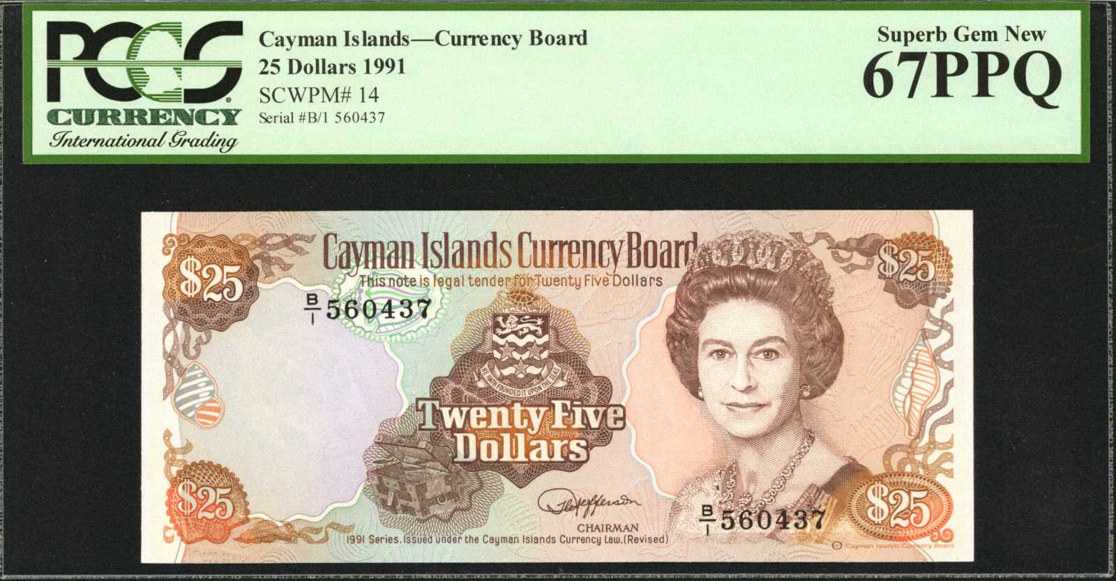 image for: Cayman Islands  25 dollars (B114as)