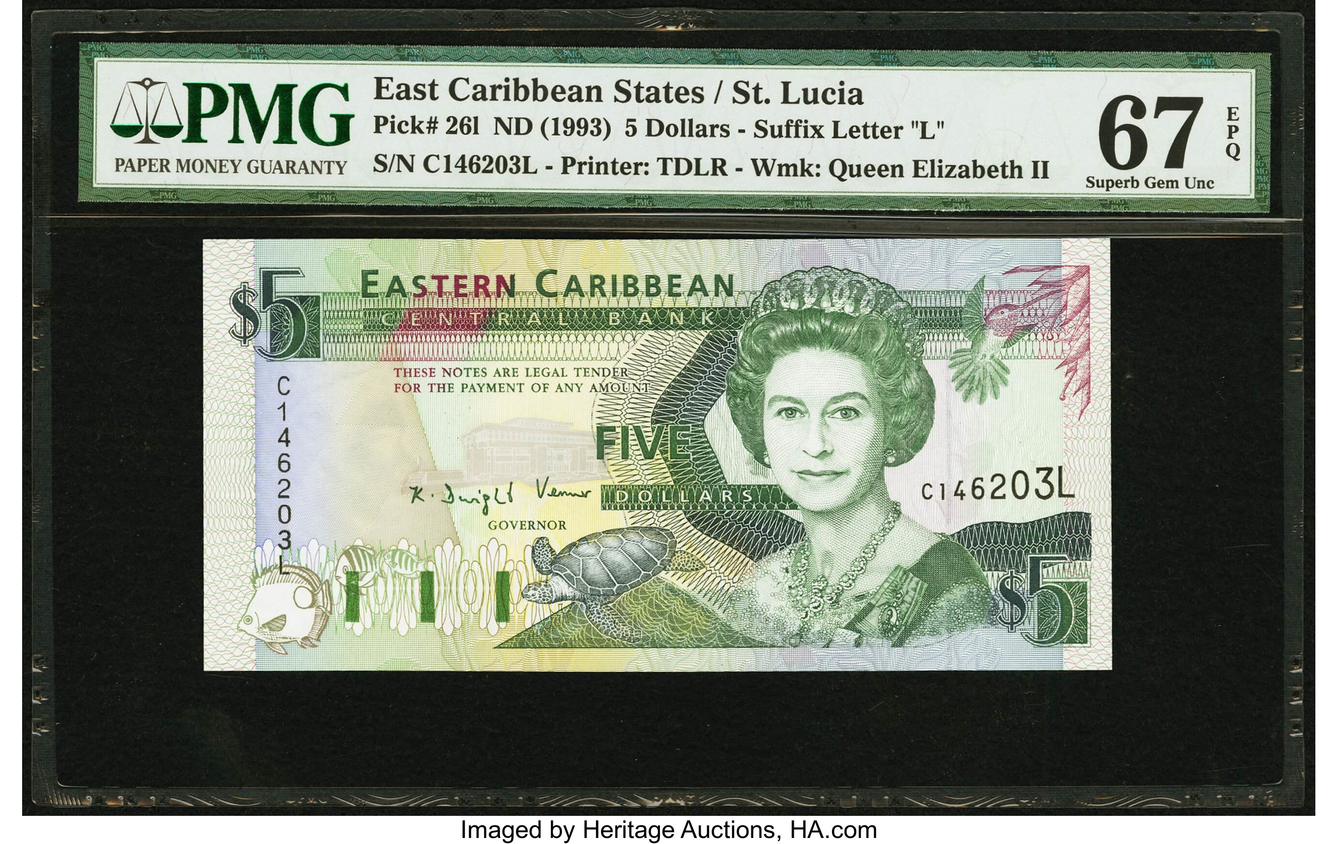 image for: East Caribbean States  5 dollars (B210u)