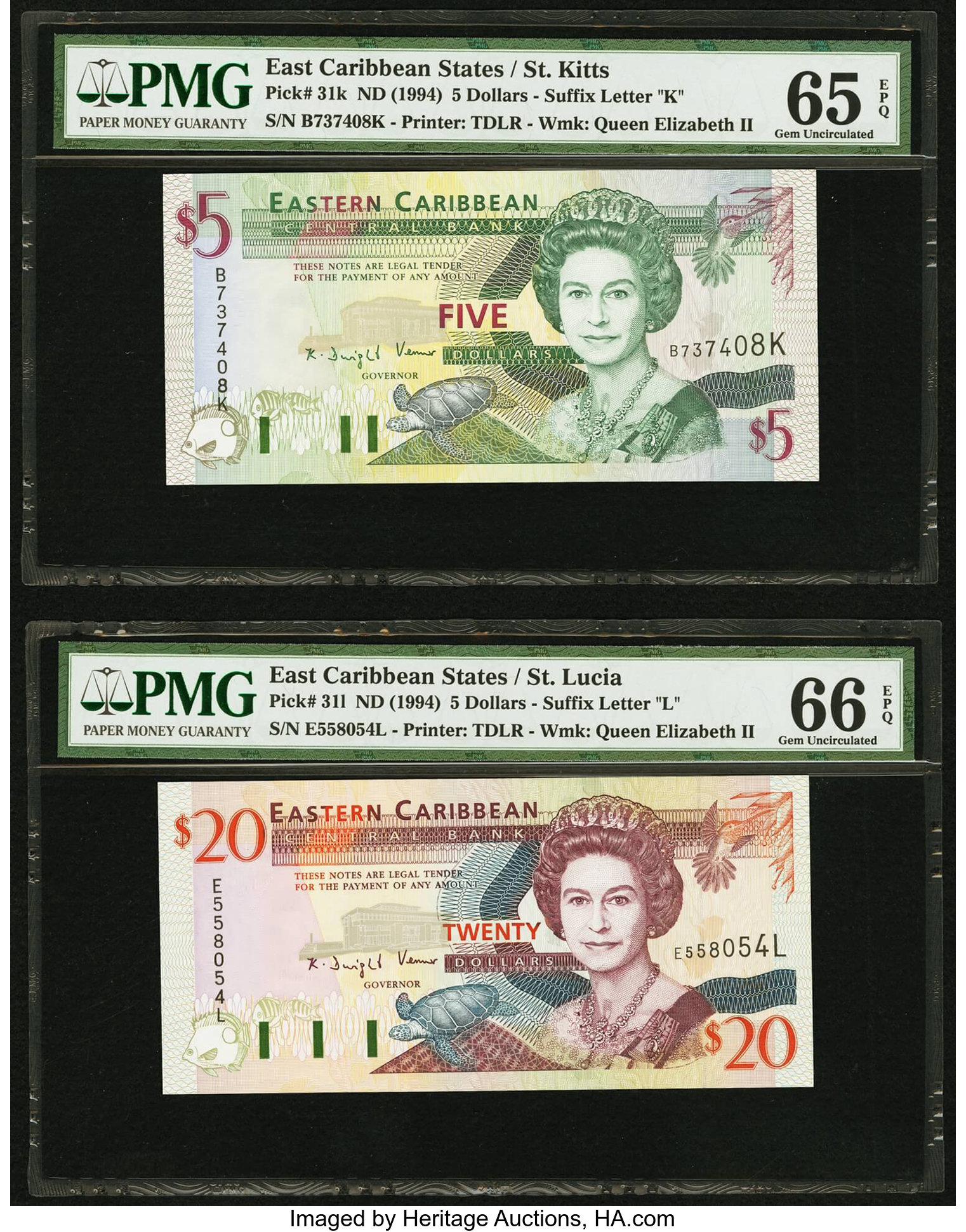 image for: East Caribbean States  20 dollars (B217k)
