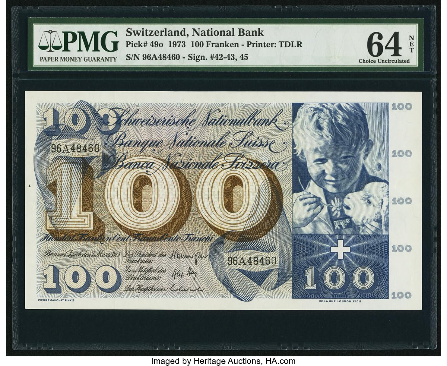 image for: Switzerland  100 francs (B334j)