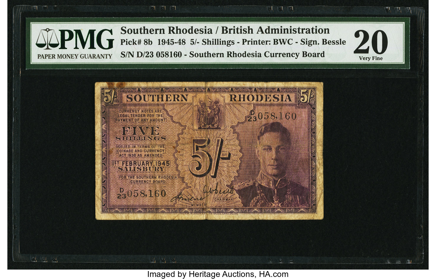 image for: Southern Rhodesia  5 shillings (B102c2s)