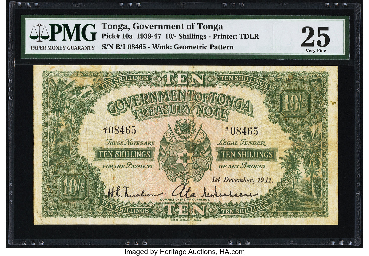 image for: Tonga  10 shillings(B110j)