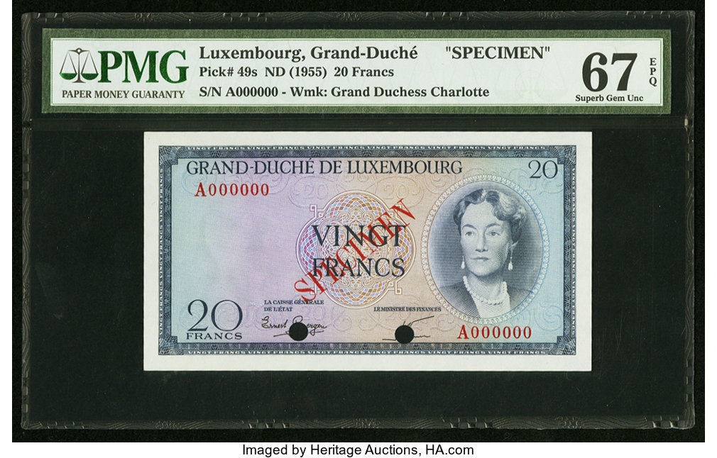 image for: Luxembourg  20 francs (B332a)